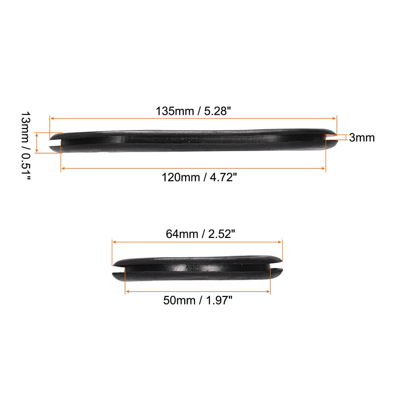 MECCANIXITY Rubber Grommet Mount Size 120 x 50 mm Oval Double-Sided for Wire Protection Pack of 4