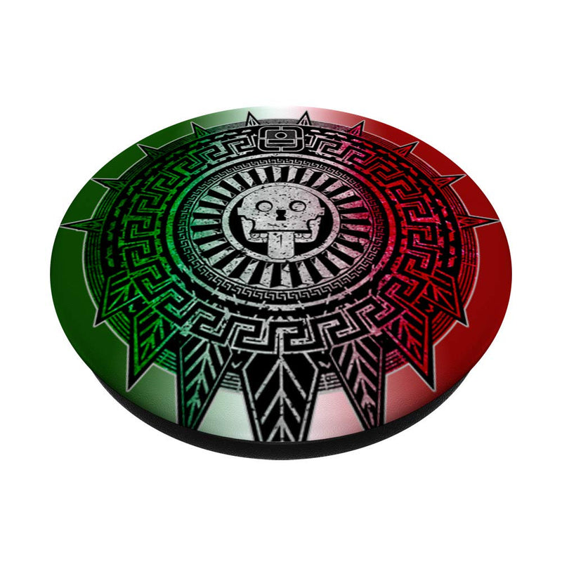 Mexican Flag Aztec Death - Sun Stone Calendar Dia de Muertos Black