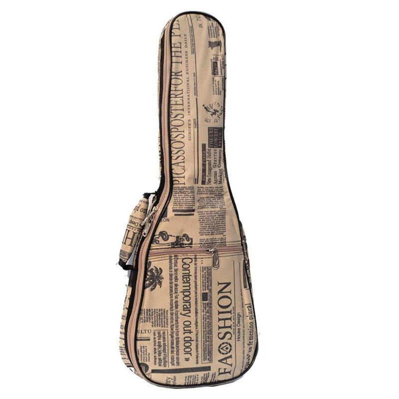 Ukuee Hawaiian Ukulele Bag Ukulele Case with Soft 10MM Sponge Padding Waterproof Adjustable Straps Newspaper 21 inch