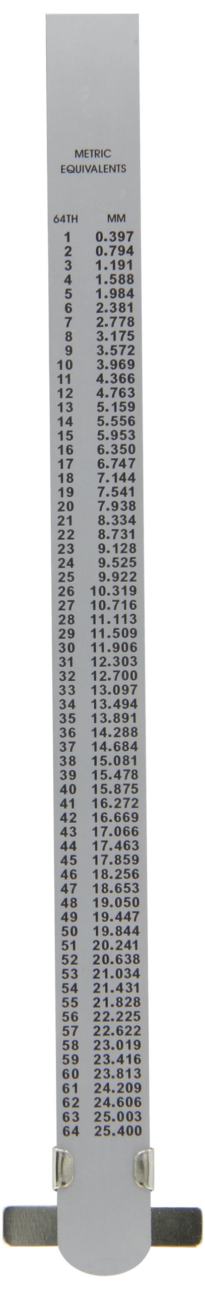 Fowler 52-380-100-0 Pocket Steel Inch/Metric Series Rule, 1mm /64ths Graduation Interval, 6" L x 0.470" W x 0.021" Thick