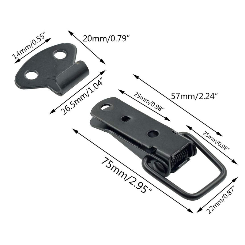 [AUSTRALIA] - Rannb Toggle Latch Small Stainless Steel Spring Loaded Latch Hasp Black - Pack of 10 Small Size No Padlock Hole 