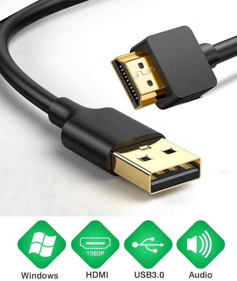 USB to HDMI Adapter Cable for Mac iOS Windows 10/8/7/Vista/XP, USB 3.0 to HDMI Male HD 1080P Monitor Display Audio Video Converter Cable Cord