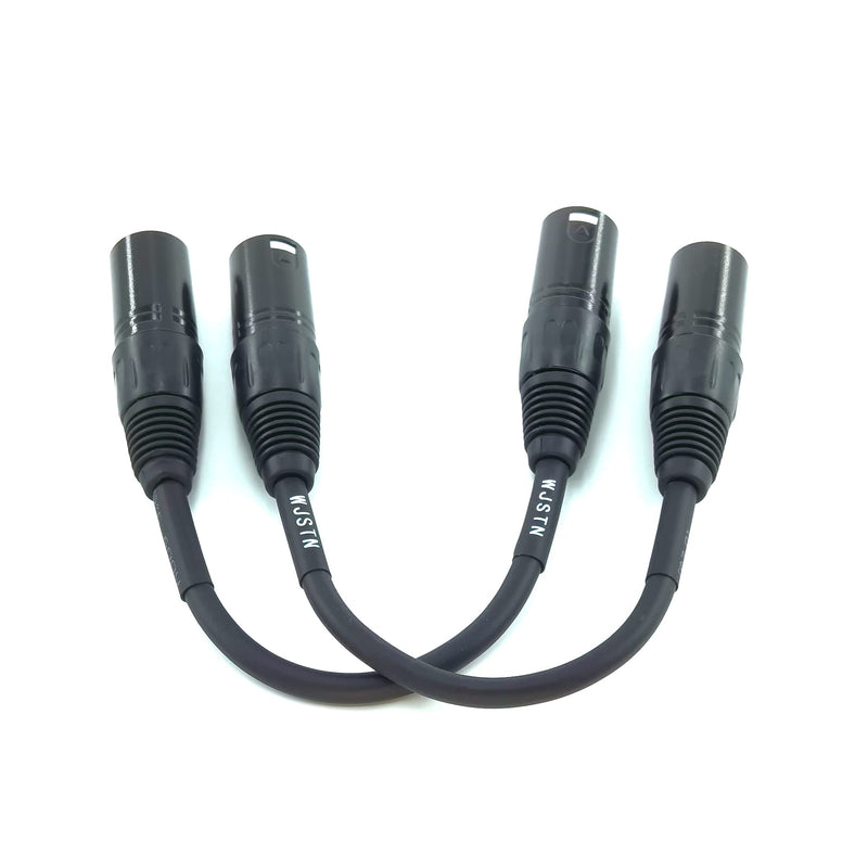 WJSTN-060 XLR Adapter Male to Male, XLR 3pin Male Panel Mount 6 inches 3 pin XLR Extension shunt Cable 2 Pack