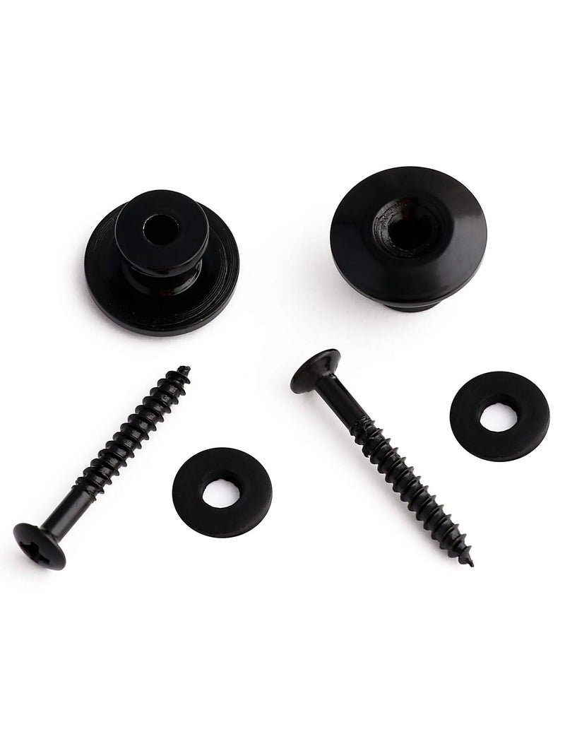 Metallor Guitar Strap Locks and Buttons End Pins with Mounting Screws and Washers for Electric Guitar Bass Acoustic Guitar Ukulele Mandolin Black.