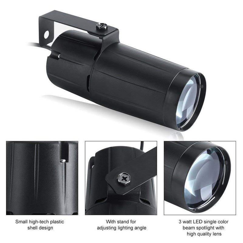 UKing Stage Spotlights,3W White Pinspot Light with Single Stand,Disco Lights for Club,DJ,Disco,Party,Wedding