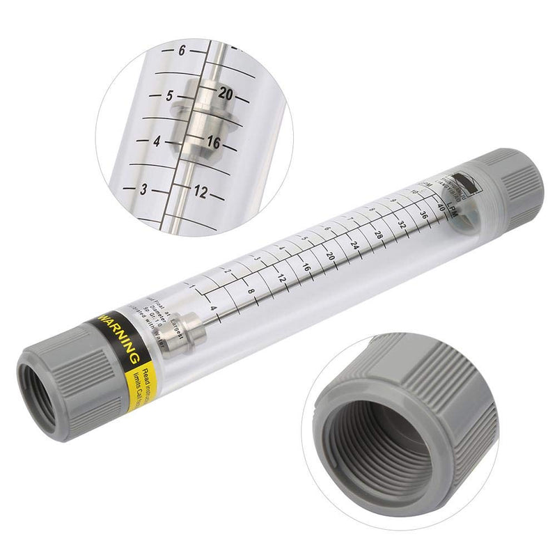 Water Liquid Inline Flowmeter 1" PT Female Threaded, 5-50GPM Clear Acrylic Water Flowmeter with Stainless Steel Float for Pipeline Flow Measure