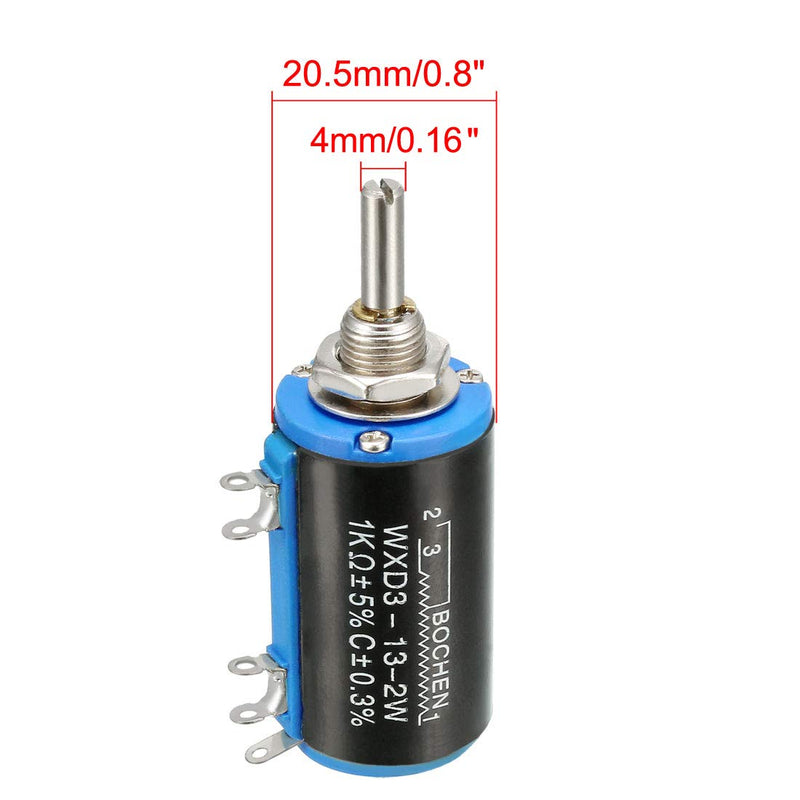 uxcell 1K Ohm Adjustable Resistors Wire Wound Multi Turn Precision Potentiometer Pots 5pcs