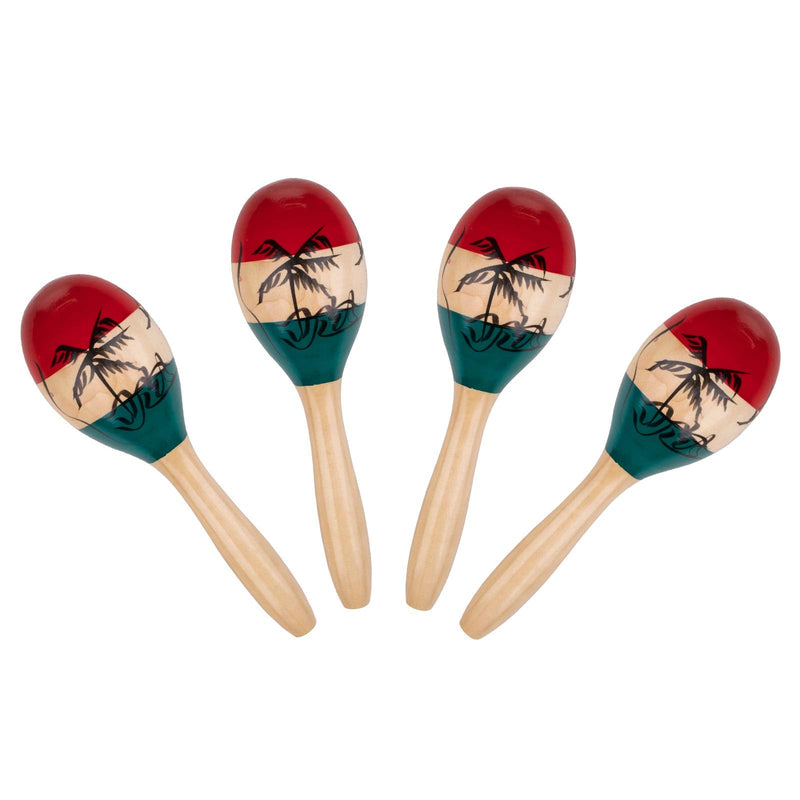 Foraineam 4 Pack Wood Maracas Musical Painted Wooden Maraca Hand Percussion Instrument