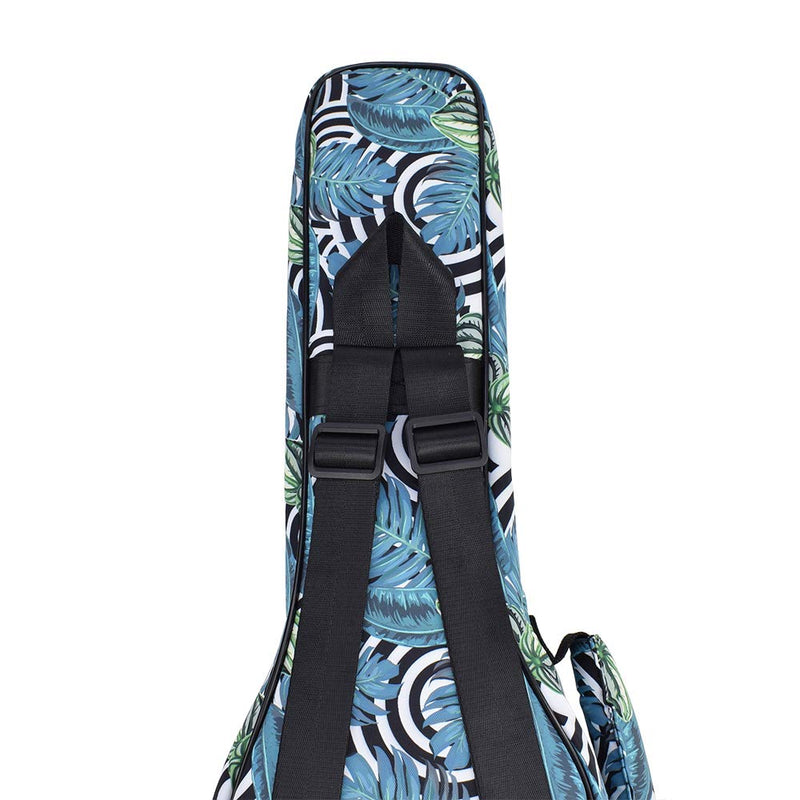 CLOUDMUSIC Ukulele Case Backpack Straps Bag For Soprano Concert 21 23 inch (Green Leaves, Concert) Green Leaves