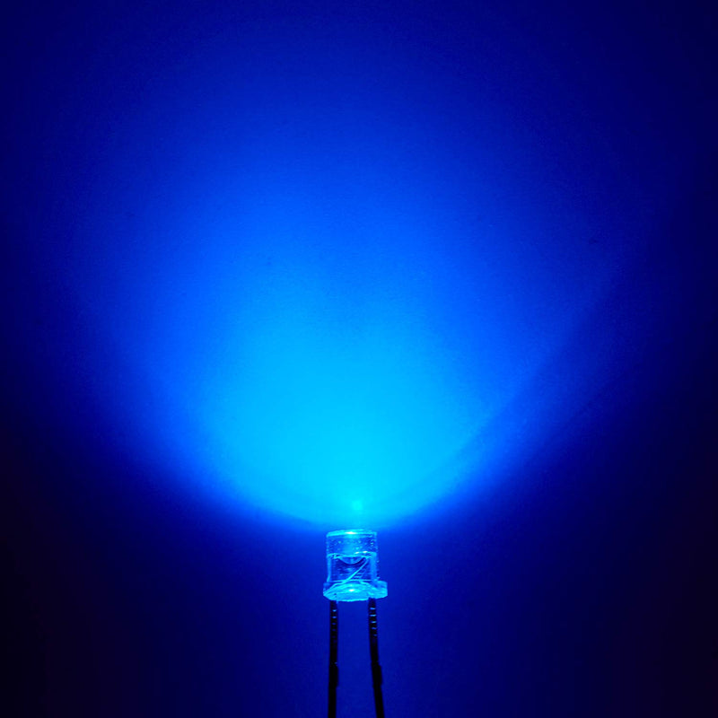 Chanzon 100 pcs 3mm Blue LED Diode Lights (Clear Flat Transparent DC 3V 20mA) Bright Lighting Bulb Lamps Electronics Components Indicator Light Emitting Diodes D) Blue (100pcs)