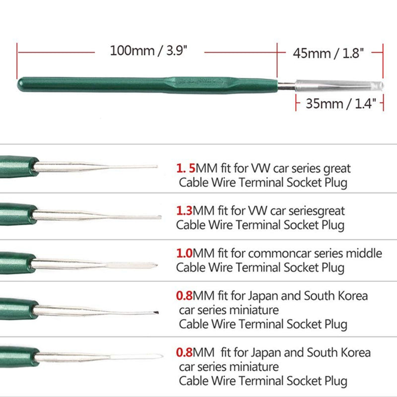 Walfront 5pcs (1 Set) Automotive Wiring Harness Terminal Socket Plug Pin Removal Dismount Tool Kit