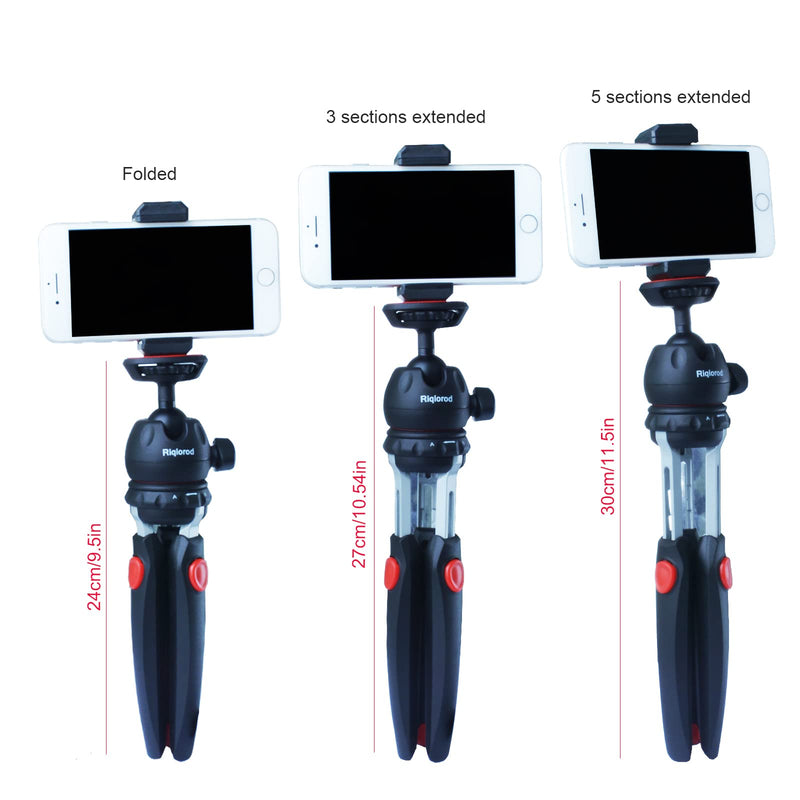 Mini Tripod, Riqiorod Phone Tripod Stand with Remote, Webcam Tripod, Camera Stand Holder, Copatible with iPhone, Android Phone, Sports Camera Go Pro (M9)