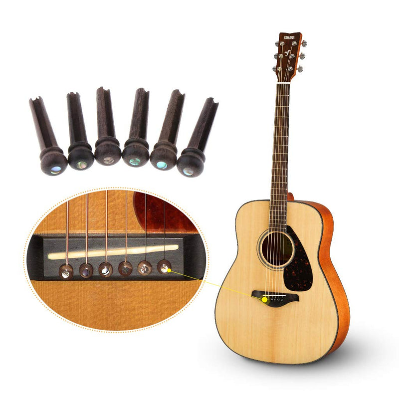[AUSTRALIA] - Alnicov Guitar Bridge Pins 6pcs Rosewood Pins with 2.0mm Pearl Shell Dot Guitar Pressure String Nails Pin Replacement and Accessories Guitar Parts Pack of 6 Pieces 