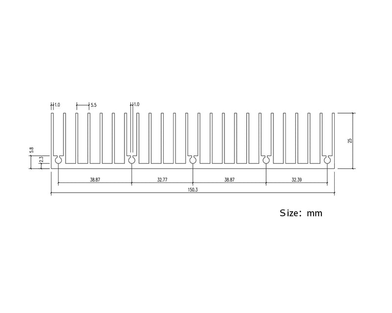 Awxlumv Aluminum Heatsink 60 x150 x 25 mm / 2.36x 5.91x 0.98 Inch Radiator for Circuit Board PCB Heat Sinks Led Cooling Cooler Amplifier Transistor Semiconductor Devices with 24 pcs Fins - Sliver