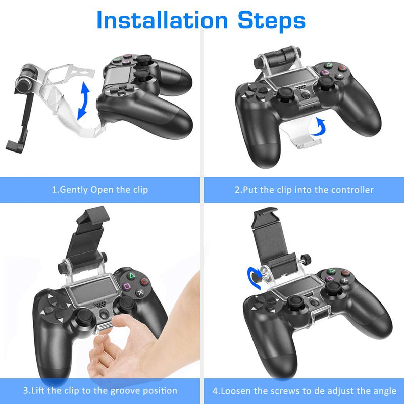 OIVO PS4 Controller Phone Clip Mount for Rmote Play, Mobile Gaming Clamp Bracket Phone Holder with Adjustable Stand Compatible with Dualshock 4 /PS4 Slim/PS4 Pro Controllers