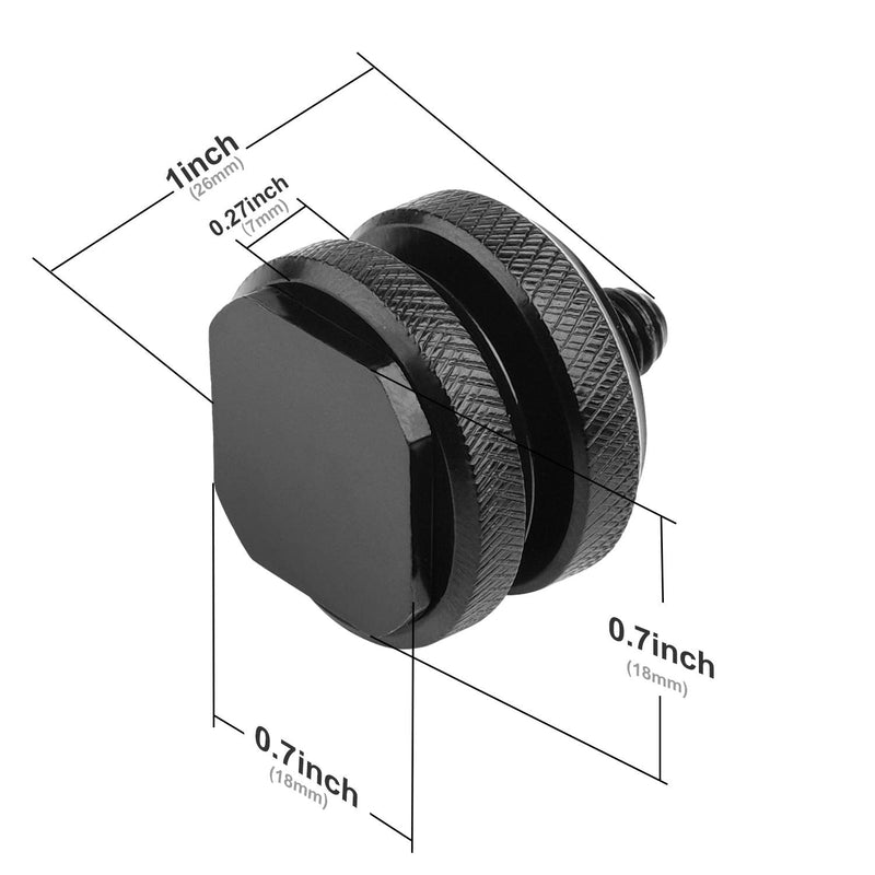 Camera Hot Shoe Mount to 1/4"-20 Tripod Screw Adapter Flash Shoe Mount for DSLR Camera Rig (Pack of 2) 2Pack Hot Shoe