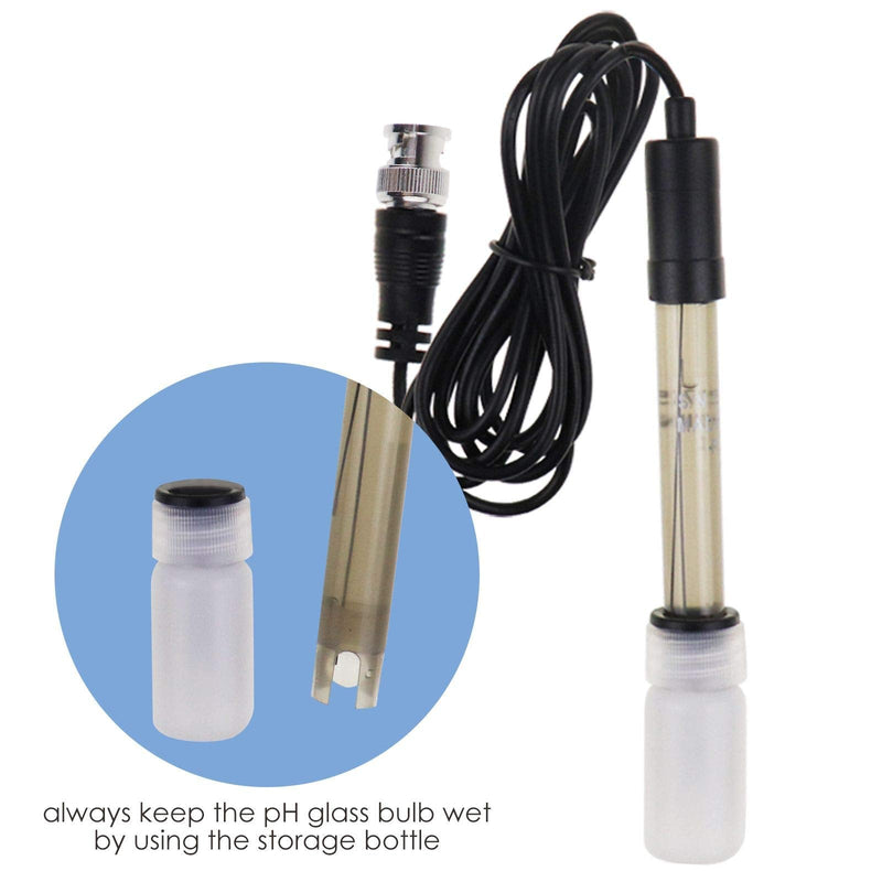 2 in 1 Temperature pH Monitor Meter Tester Sensor Test Kit 0~14 pH Automatic Calibration BNC Electrode Probe for Hydroponics Aquarium Lab Testing Food Drinking Water pH of Saltwater/seawater ph & Temp. Monitor