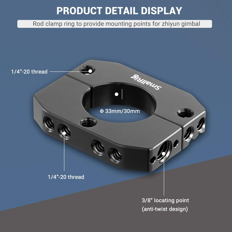 SMALLRIG Mounting Rod Clamp Ring for Zhiyun Crane V2/Crane Plus/Crane M Gimbal with with 1/4" & 3/8" Thread, Payload 14lb - 2170