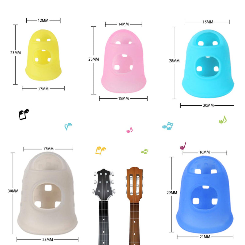 50pcs Guitar Silicone Finger Protection Finger Protector Covers Caps in 5 Sizes