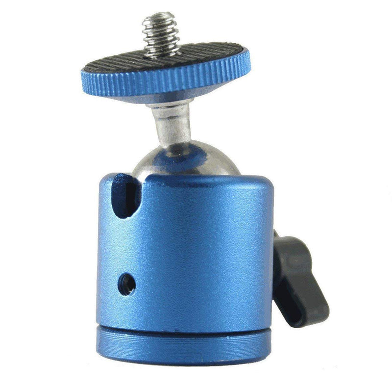 EXMAX 1/4” Mini Ball Head 360 Degree Swivel Tripod Head Aluminum Alloy Body with Standard 1/4” Screw Thread Base for Monopod Bracket Light Stand Compatible with HTC Vive Gopro - 2 Pack Blue