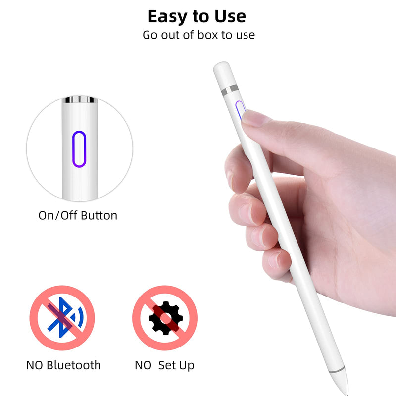 Stylus Pens for Touch Screens, Fine Point Stylist Pen Pencil Compatible with iPhone iPad Pro Air Mini and Other Tablets White