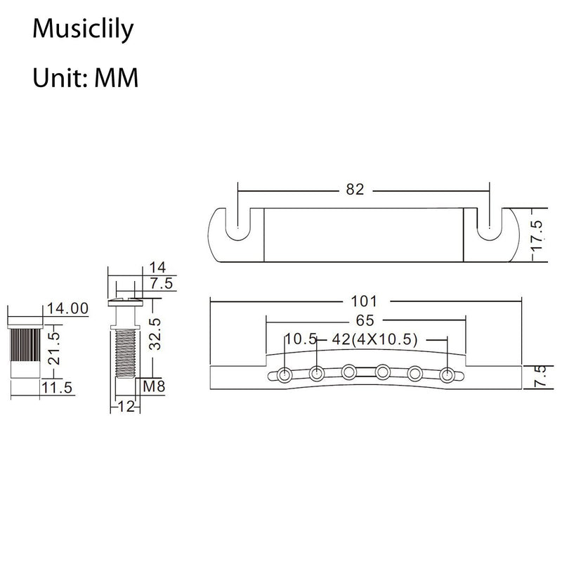 Musiclily Pro 52.5mm TOM Tune-o-matic Tailpiece for China made Epiphone Les Paul Guitar Replacement, Black