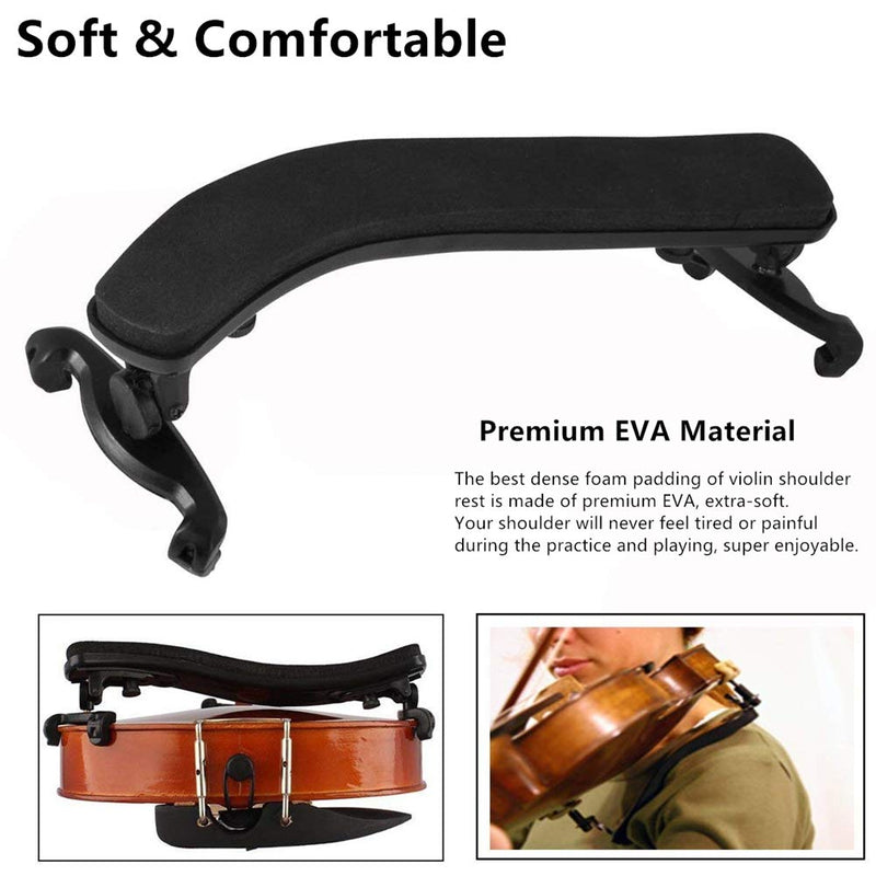SUEWIO Violin Shoulder Rest for 1/2 and 1/4 Size, with Collapsible and Height Adjustable Rubber Feet, Including a Violin Practice Mute Shoulder Rest+Mute