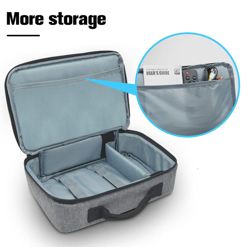 UWJXU Projector Case Travel Bag Carry Case, Portable Carrying Handbag, up to 11.8 x 7.9 x 3.5 inches Gray