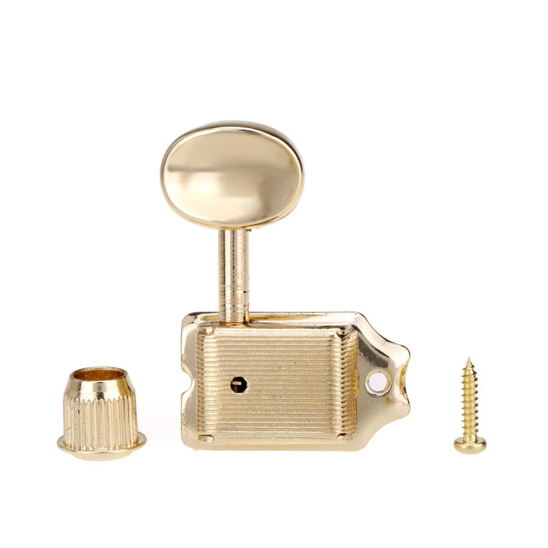 Musiclily Pro Vintage Guitar Tuners Split Shaft 6 in Line Machine Heads Tuning Pegs Keys Set for Squier Classic Vibe Fender Strat/Tele Style, Gold