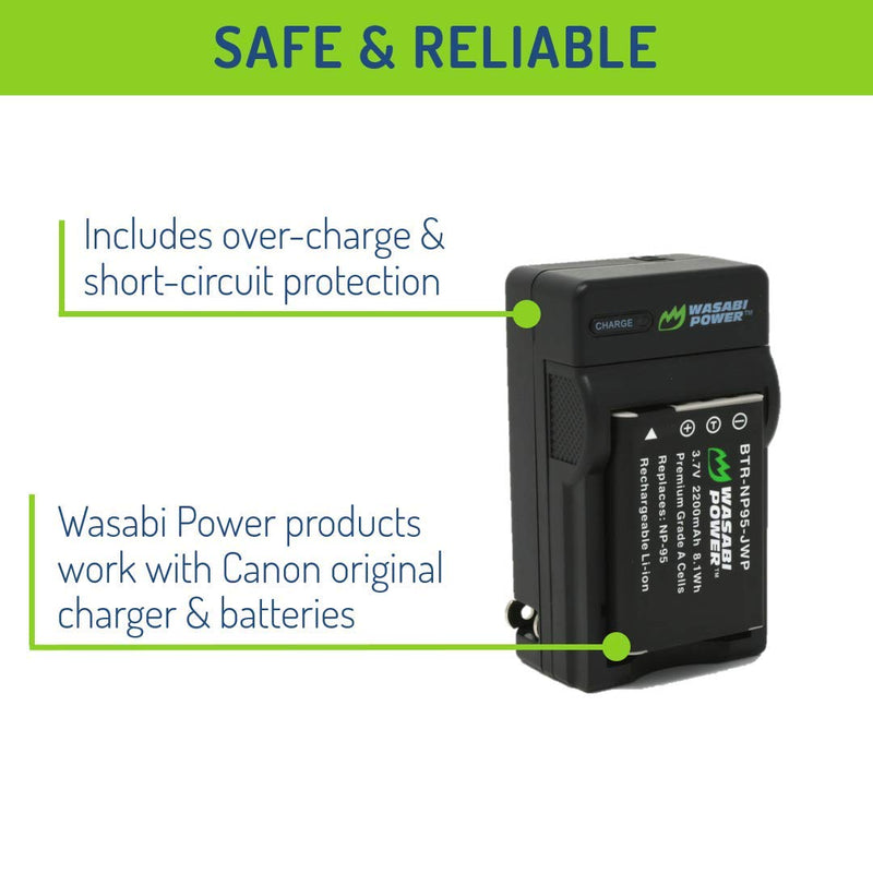 [AUSTRALIA] - Wasabi Power Battery (2-Pack) and Charger for Fujifilm NP-95 and Fuji FinePix REAL 3D W1, X100, X100S, X-S1 