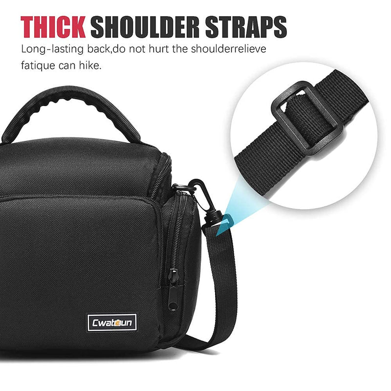 Cwatcun Single Shoulder Crossbody Compact Camera Bag Case Compatible for Canon Nikon Sony SLR DSLR Mirrorless Cameras and Lenses Waterproof Black 1.0 BLACK S