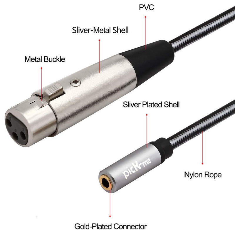 [AUSTRALIA] - Oluote TRS 3.5mm Jack Stereo Female to 3-pin XLR Female Cable, XLR to 1/8 inch Female Adapter (0.3M/0.98FT) 