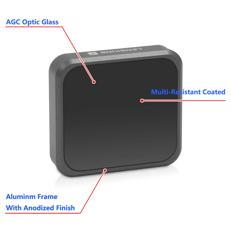 LENSKINS ND32 Filter for GoPro Hero 7 Black/Hero 6 Black/Hero 5 Black, Japanese AGC Optical Glass, 18-Layer Multi-Resistant Coated, Push-on Mounted, Weather-Sealed with Lens Cloth