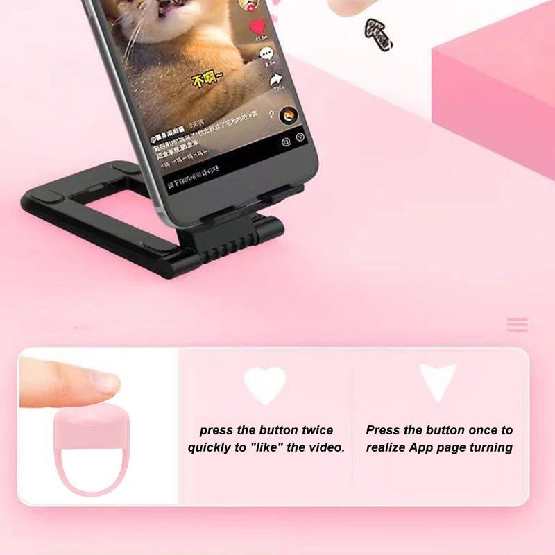 TikTok Remote Control App Page Turner, Wireless TIK Tok Scrolling Ring, Bluetooth Camera Video Recording Remote Shutter, Candy Color Silicone FingerRemote (Pink) Pink