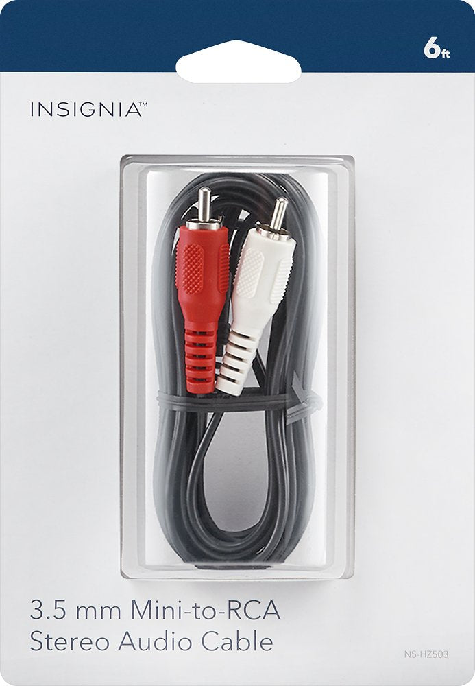 Insignia - 6' 3.5mm Mini-to-RCA Stereo Audio Cable - Black