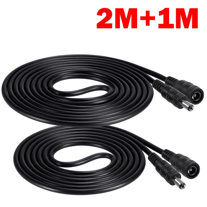 SoulBay 2Pcs DC Extension Cord 5.5mmx2.1mm Jack Heavy Duty Cord Extensions Cable for 5V 12V 24V CCTV IP Security Wireless Camera LED Strip, 3.3ft & 6.6ft