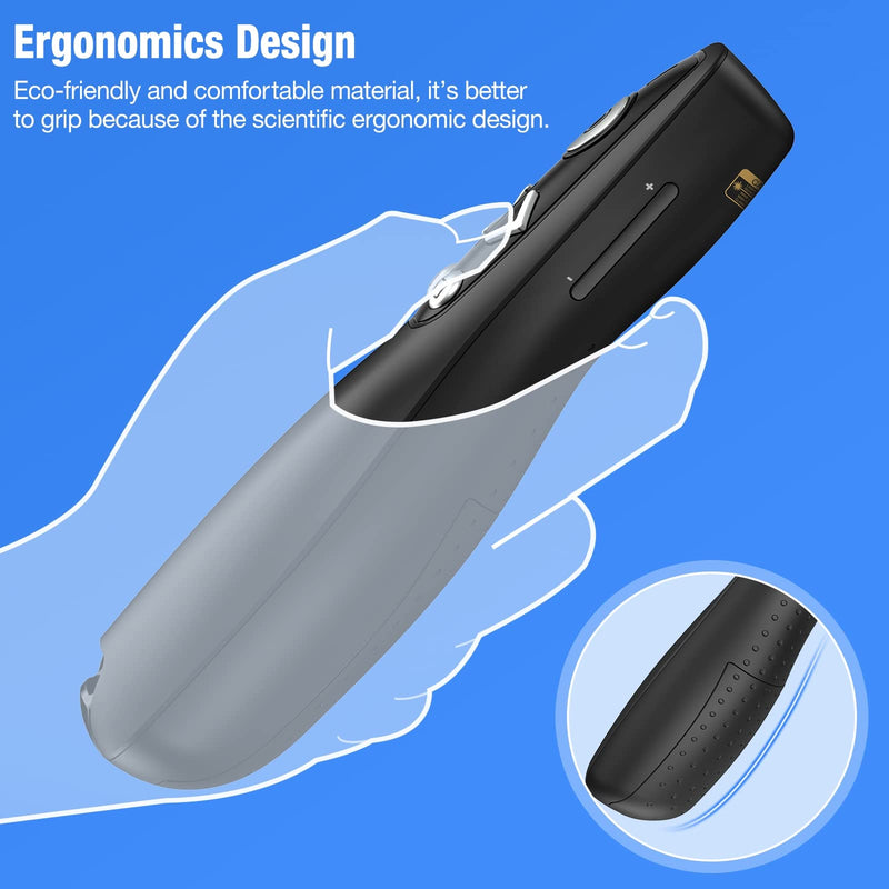 2-in-1 USB Type C Presentation Clicker Wireless Presenter Remote for PowerPoint, Powerpoint Clicker with Hyperlink & Volume Control PowerPoint Slide Advancer for Mac, Computer, Laptop Type-C+USB