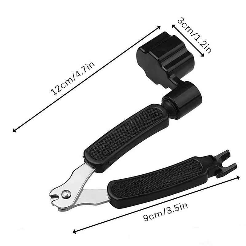 Guitar String Winder, 2 Pieces Guitar String Winder Cutter, String Cutter Guitar String, Guitar String Winder Tool, with Winder, for Guitar Electric Guitar Ukulele Repair Accessories (Black)