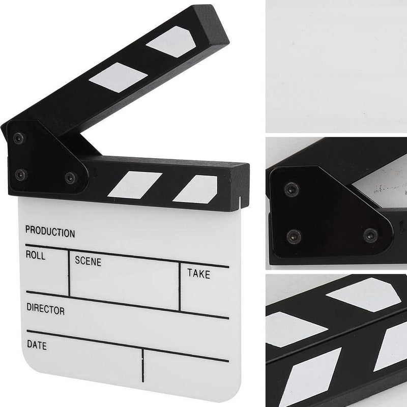 Movie Film Clap Board,Mini Durable Acrylic Director Scene Clapperboard Clapboard with Magnet Inside,Pen,for Shoot Prop/Advertisement/Home Decoration/Cosplay/Background