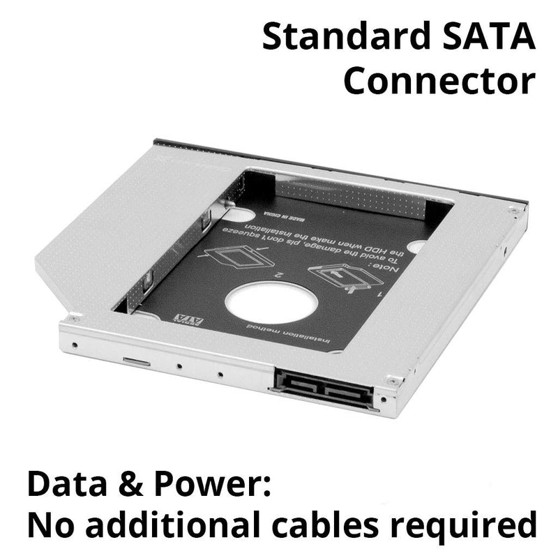 SATA 2nd SSD HDD Hard Drive Caddy Adapter Tray Enclosures for Laptop Optical Drive Bay for Acer, Asus, Dell, Fujitsu, HP, Samsung, Sony, Toshiba (12.7 mm) 12.7mm