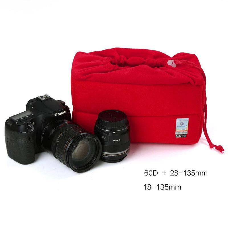 Koolertron Shockproof Camera Photo Bag for SLR SLR TLR Camera Insert Partition Padded Case for Sony Canon Nikon DSLR Shot Or Flash Light Red