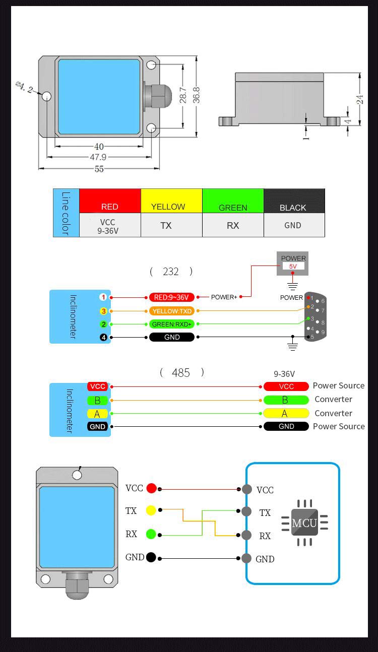 【SINDT-485 Modbus Accelerometer】High-Accuracy 200Hz MPU6050 3-Axis Acceleration+Gyro+Quaternion+2-Axis Angle(XY 0.05° Accuracy), IP67 Waterproof Tilt Sensor for Constructions Monitoring