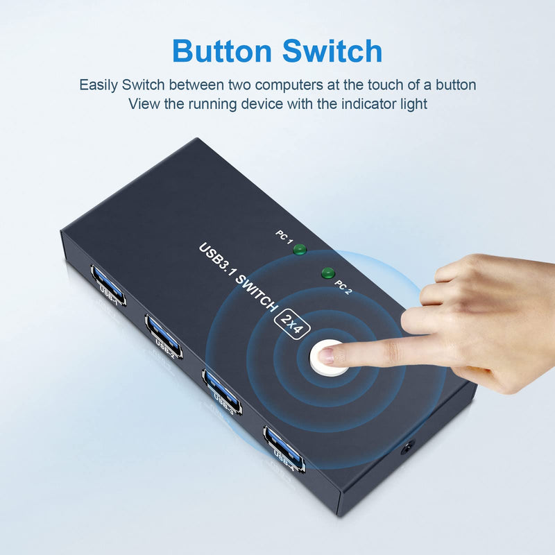 USB 3.0 Switch, USB Switcher 2 Computers Share 4 USB for PC Laptop Mouse Keyboard Printer Scanner, USB KVM Switch Selector Compatible with Windows, Mac, Linux USB 3.0