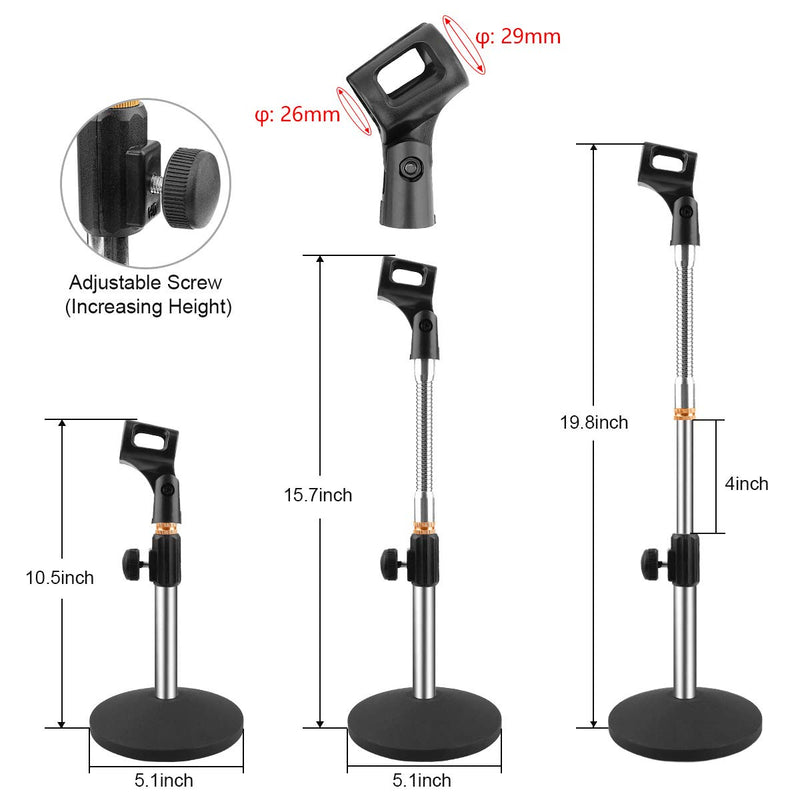 [AUSTRALIA] - Eison Microphone Stand Desk Mic Stand Desktop Microphone Stand Adjustable Tabletop Microphone Stand with Gooseneck Mic Clip 5/8" Male to 3/8" Female Screw for Blue Yeti Snowball Christmas gift 