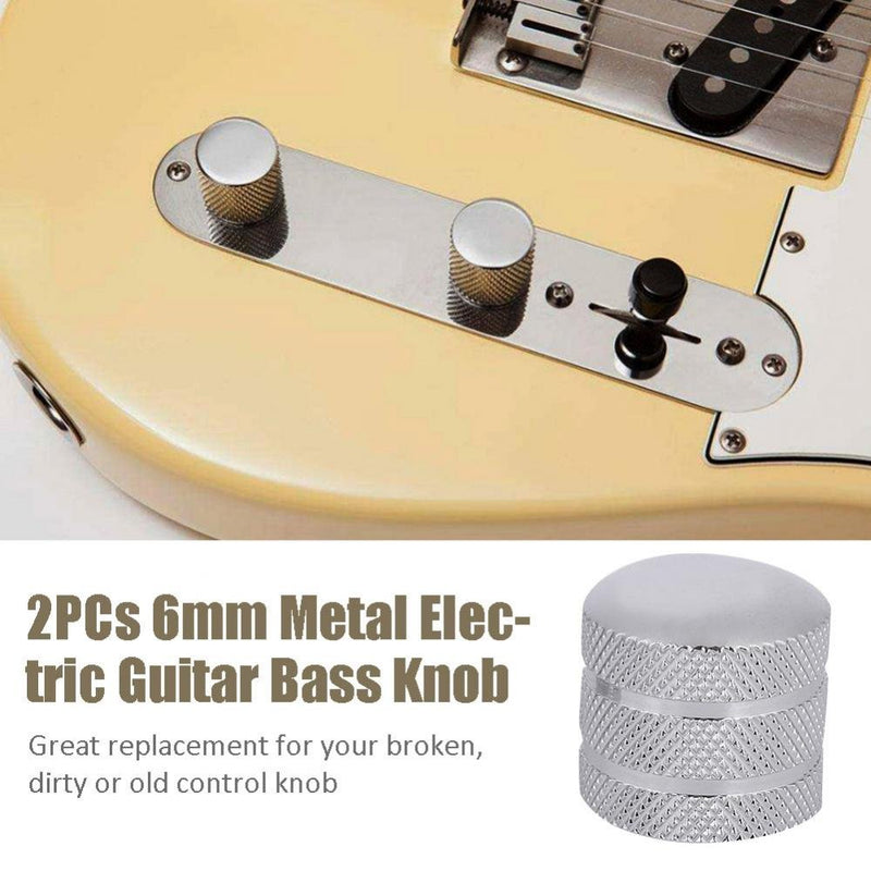 2pcs Electric Guitar Bass Dome Knob 6mm Metal Potentiometer Control Cap Volume Tone Control Knob Replacement Knobs for Electric Guitar