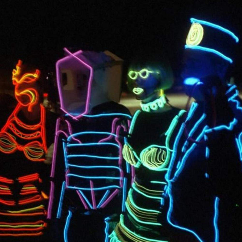 Neon Lights El Wire with Battery Pack 3m/9ft Flexible Neon Lights 3 Lighting Modes Neon Lights Car Lights Garden Wedding Decoration Holiday LED Rope Lights(White) White