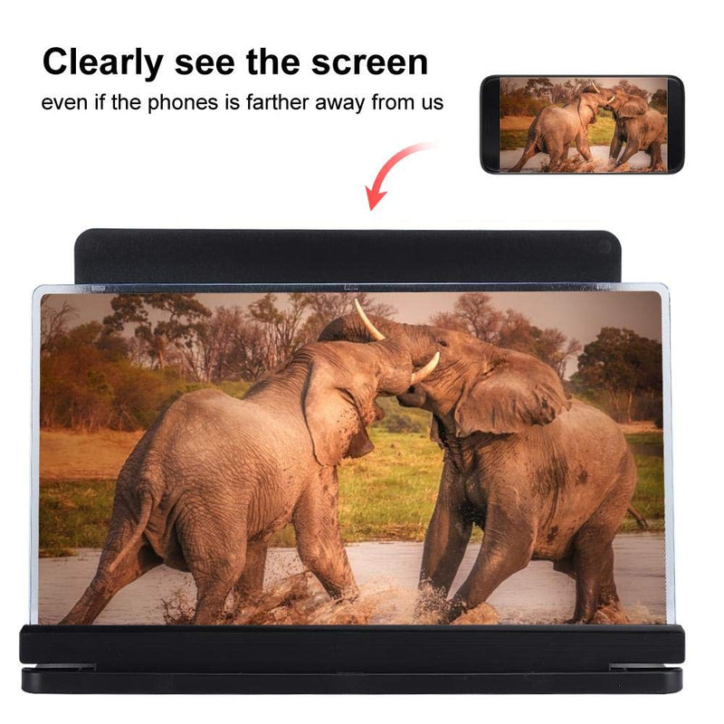 12’’ Screen Magnifier for Smartphone, Foldable HD Mobile Phone Screen Magnifier Phone Magnifying Screen Smartphone Magnifier for Viewing TV Projection Multi-Functional Phone Bracket Holder(Black) Black