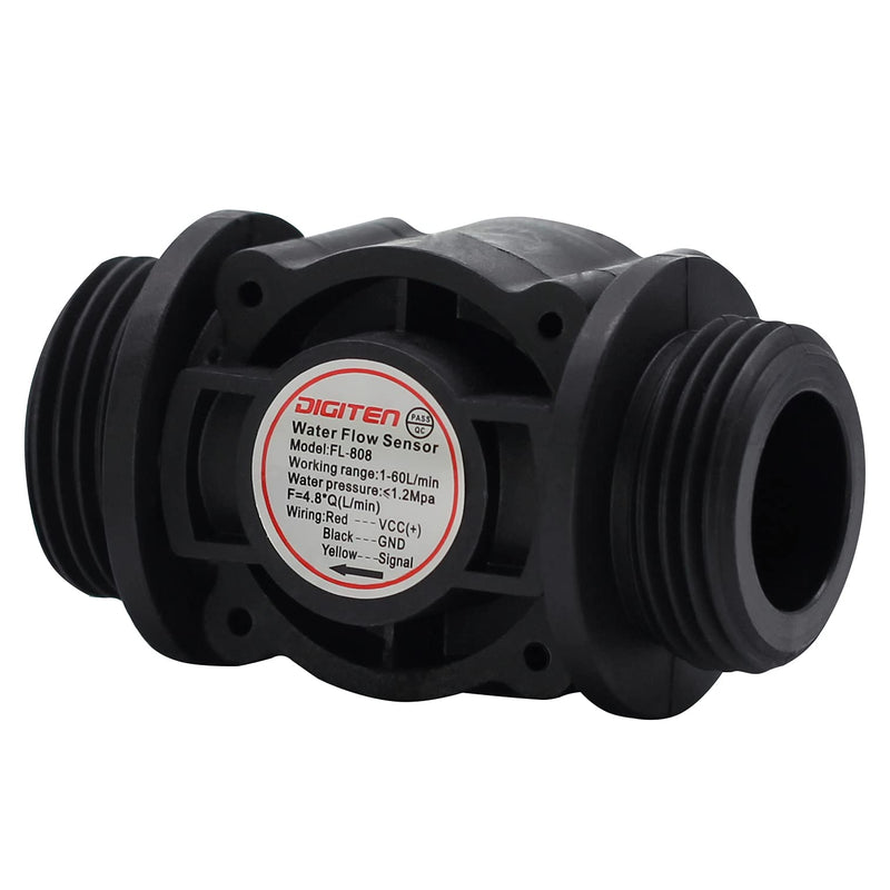 DIGITEN G1" Water Flow Hall Effect Sensor Switch Flow Meter Flowmeter Counter 1-60L/min