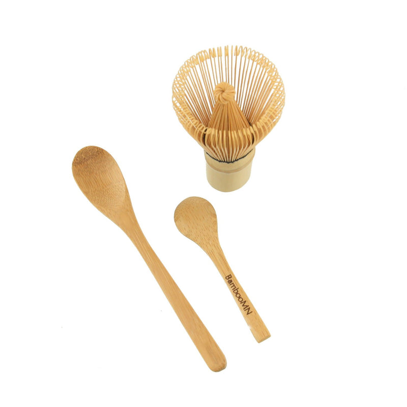 BambooMN Matcha Whisk Set - Chasen (Green Tea Whisk), Small Scoop,Tea Spoon 1 set
