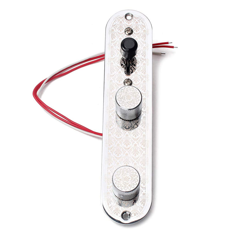 Alnicov Fully Loaded Control Plate Pre-Wired 3-Way Control Plate With Wiring Harness For Fender Tele Telecaster Electric Guitar,Chrome